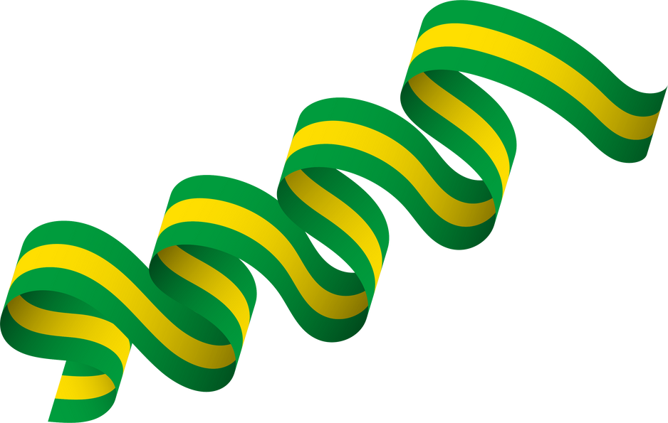 Wavy Ribbon in the Brazil Flag Colors